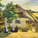 XX. sz. első fele KLEIN JELZÉSSEL : ERDÉLYI NÁDTETŐS HÁZ ASSZONYOKKAL ! fotó