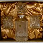 MESESZÉP ÓLOMKRISTÁLY ITALOS PALACK 2 POHÁRRAL DÍSZDOBOZBAN X fotó