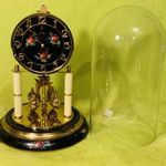 ANTIK 400 napos ASZTALI ÓRA, GYÖNYÖRŰ ALLAPOTÚ, EREDETI ÜVEG BURÁVAL, VIRÁG MINTÁS RITKASÁG fotó