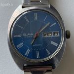 klasszikus SLAVA , kék számlapos, acéltokos, automata óra a 70-es évekből - szép, működő állapotban fotó