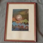 Kortárs tunéziai művész nyomat keretben Mohamed Zouari (1953-) lumiére című műve iszlám művészet fotó