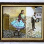 Locsolkodás * Nívós olajfestmény * Hüse J. * Jegyzett * fotó