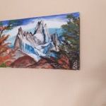 Szignózott, hangulatos tájkép festmény 60x30 cm, szignózott fotó