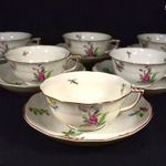 HERENDI KÜLÖNLEGES MADARAS MINTÁS RÉGI PORCELÁN TEÁSCSÉSZE KÉSZLET !!! fotó