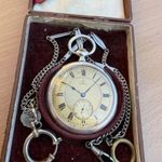 1916 ezüst omega zsebóra dobozban lánccal fotó