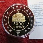 AZ ÁLLAMALAPÍTÁS 1000. ÉVFORDULÓJA 3000 FORINT 1999 BP, EZÜST: 31, 46g/925; PP fotó