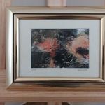 (FBL4) Szép kis absztrakt festmény cica 23x18 cm kerettel fotó