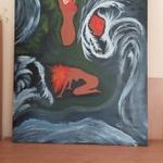 Absztrakt festmény 45x65 cm farostlemezen fotó