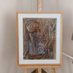 (K) Szép szignózott absztrakt festmény 53x64 cm kerettel fotó