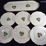 MESESZÉP HERENDI CIKLÁMEN MINTÁS PORCELÁN SÜTIS VAGY SZENDVICSES KÉSZLET 6 SZEMÉLYRE !!! fotó