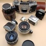 Exakta VX 1000 fényképezőgép Zeiss Pancolar 50mm F2.0 objektív stb fotó