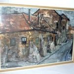 JAKUS SÁNDOR : VÁROS RÉSZLET , TEMPERA , ÜVEGEZVE KERETEZVE fotó