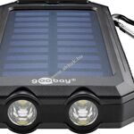 Goobay Outdoor Powerbank napelemes 8000mAh 10W IP44 2xUSB-A karabiner zseblámpa fotó